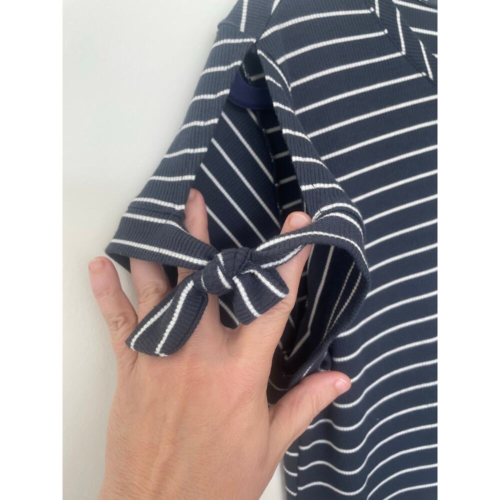 LC Lauren Conrad short sleeves striped shirt dress with tie details Sz M - Picture 4 of 13